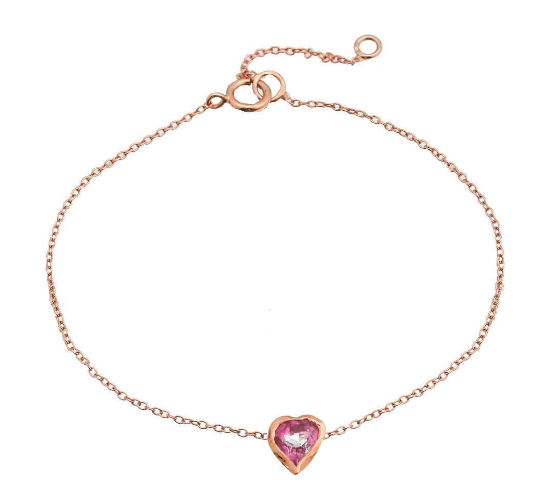 Dainty Heart Bracelet Bracelet Jaine K Designs Pink Topaz / RGold