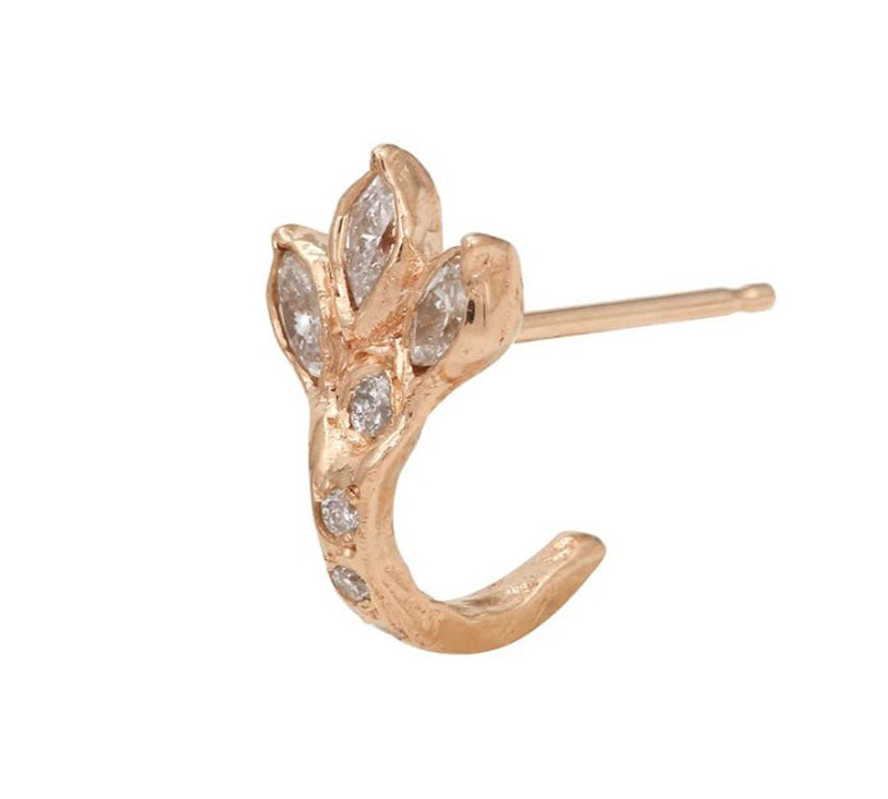 Dragon Claw Diamond Pave Hoop Stud Stud Earrings Jaine K Designs Single Rose Gold