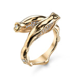 Rosebud Ring with Diamonds, Small Ring Roseark Jewelry Yellow Gold