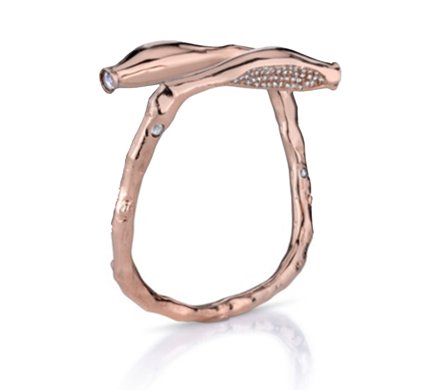 Rosebud Cuff with Diamonds Cuff Bracelet Roseark Jewelry Rose gold  