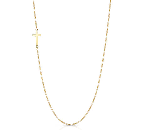 Tiny Sideways Cross Necklace Necklace Roseark Sideways Cross Yellow Gold