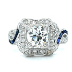 Old European Diamond Sapphire Ring Statement Ring Roseark Vintage