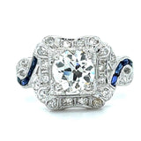 Old European Diamond Sapphire Ring Statement Ring Roseark Vintage