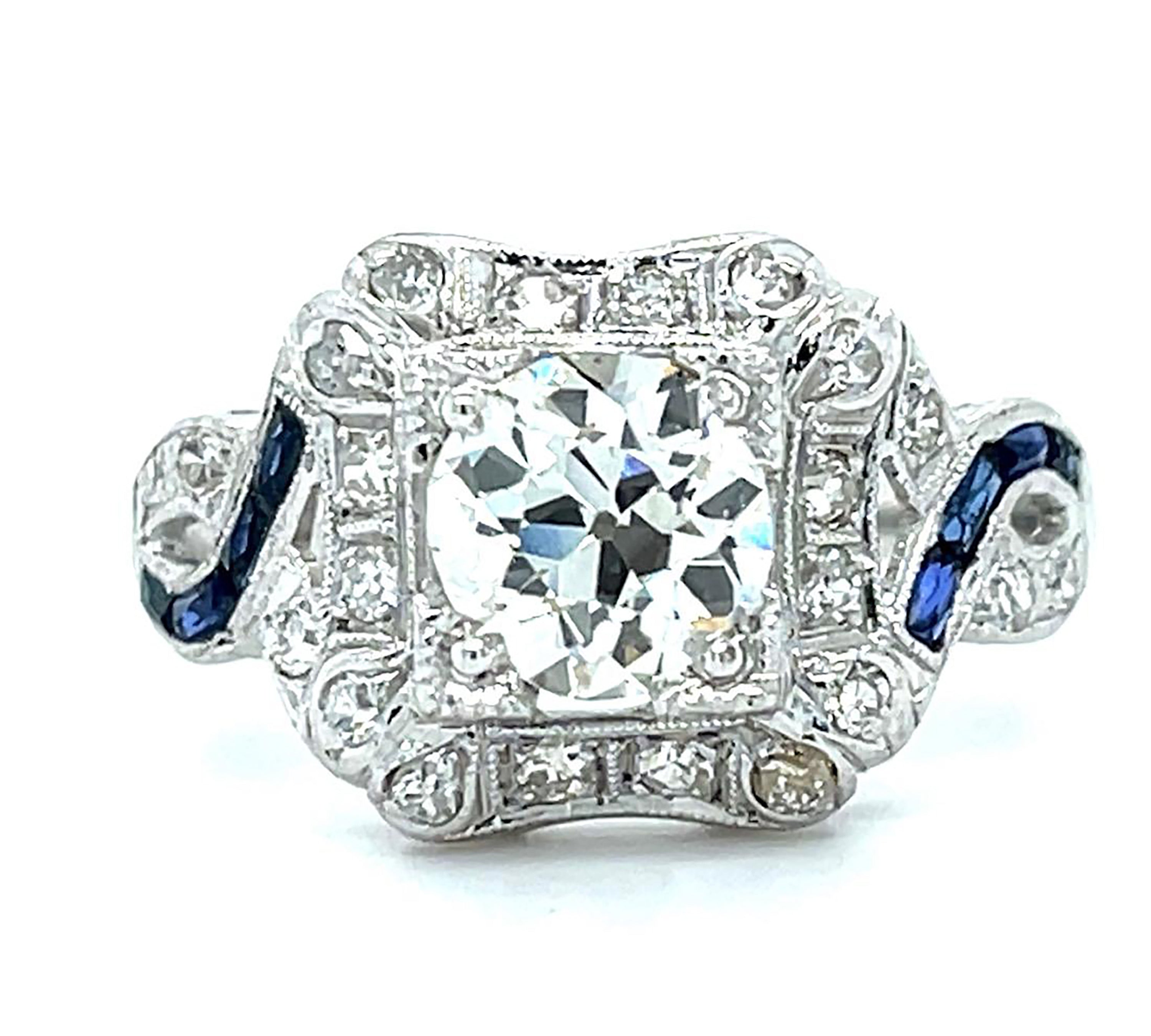 Old European Diamond Sapphire Ring Statement Ring Roseark Vintage