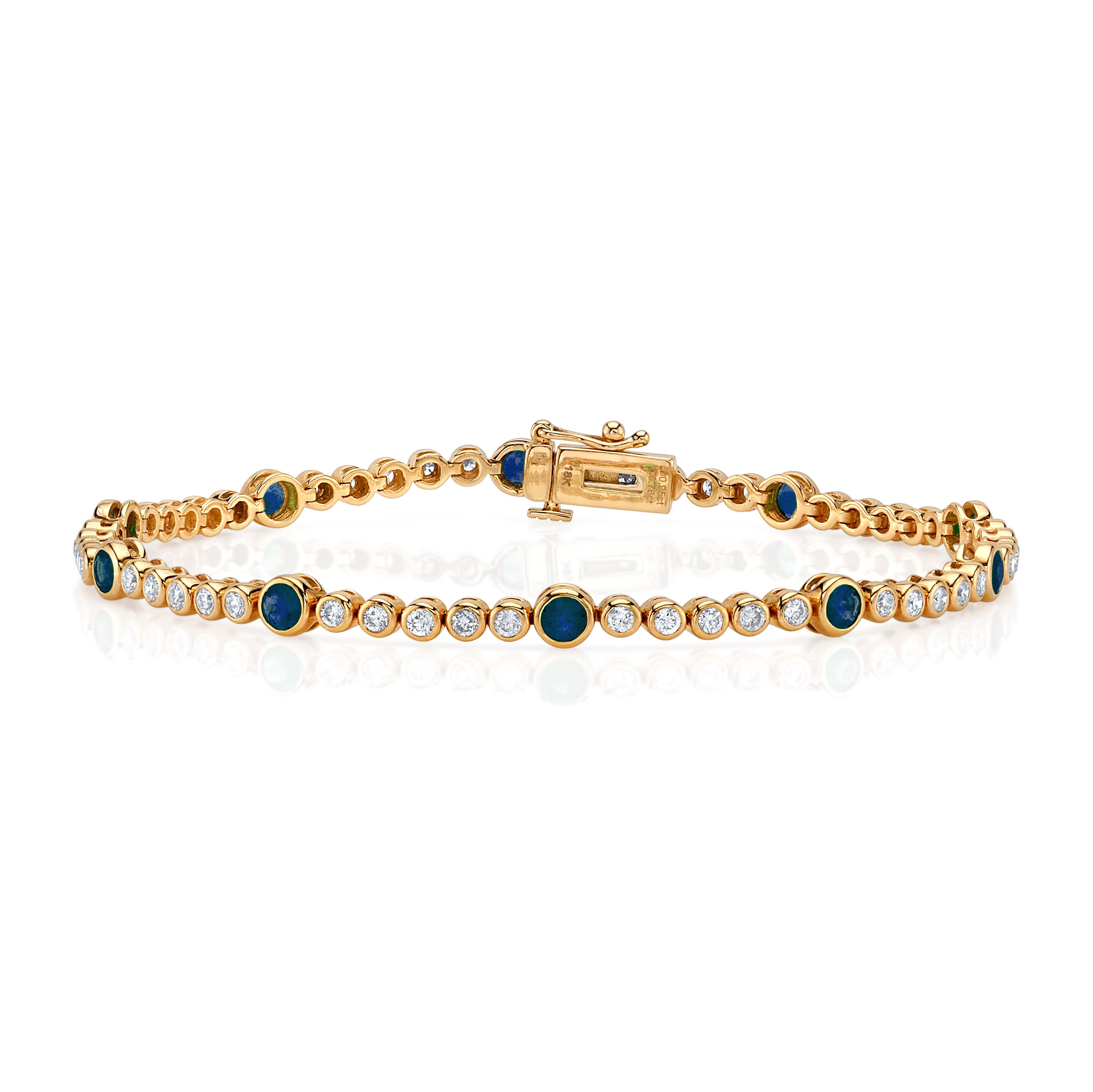 Stone and Diamond Bezel Tennis Bracelet Tennis Bracelet Roseark Deux Sapphire