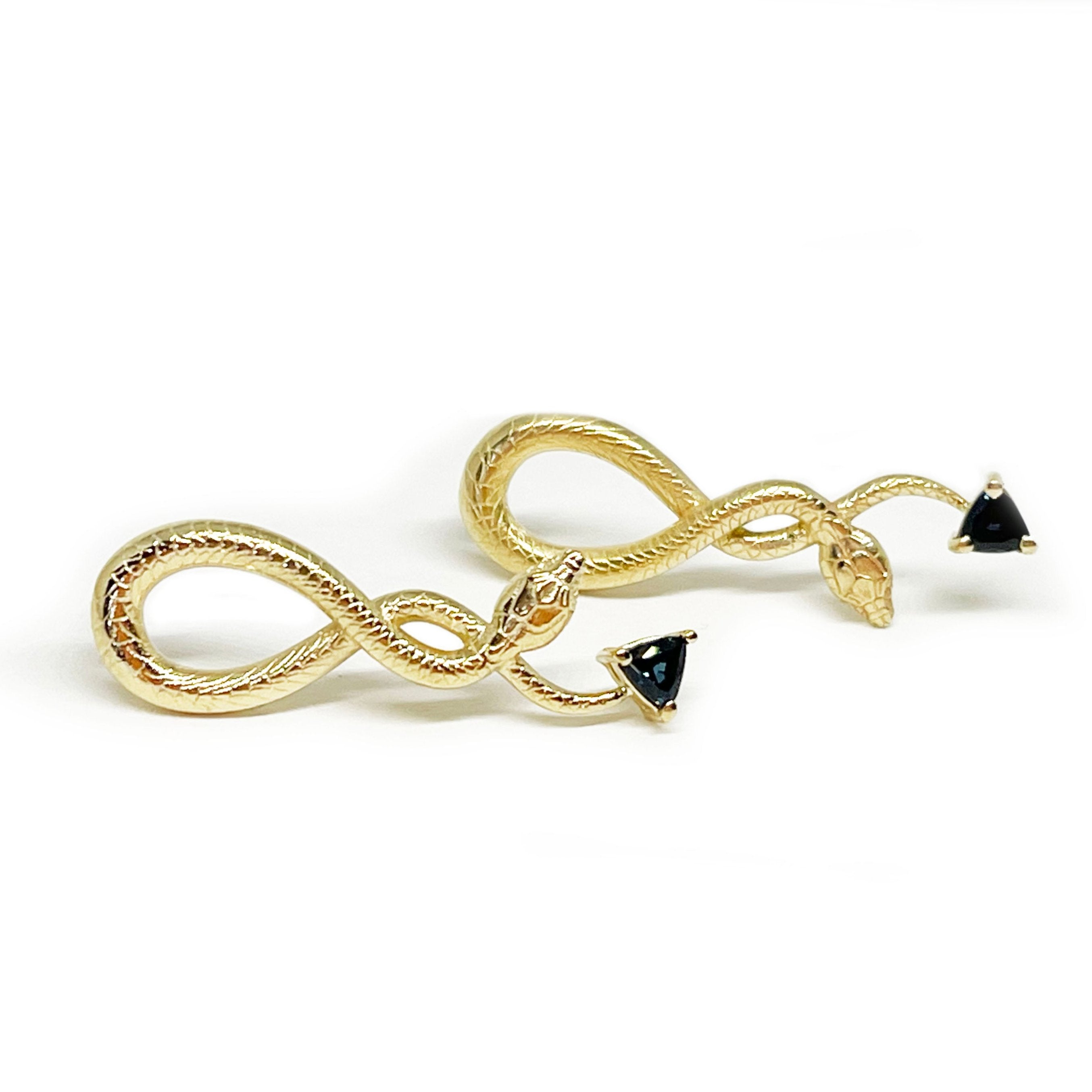 Sapphire Hanging Snake Earrings Statement Earrings Perez Bitan