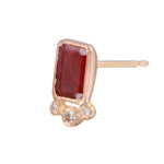 Rectangle Ruby Tri-Dot Diamond Stud Stud Earrings Jaine K Designs Single