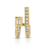 Baguette Diamond Pave Half-Hoop Huggie Earrings Roseark Deux Single Right