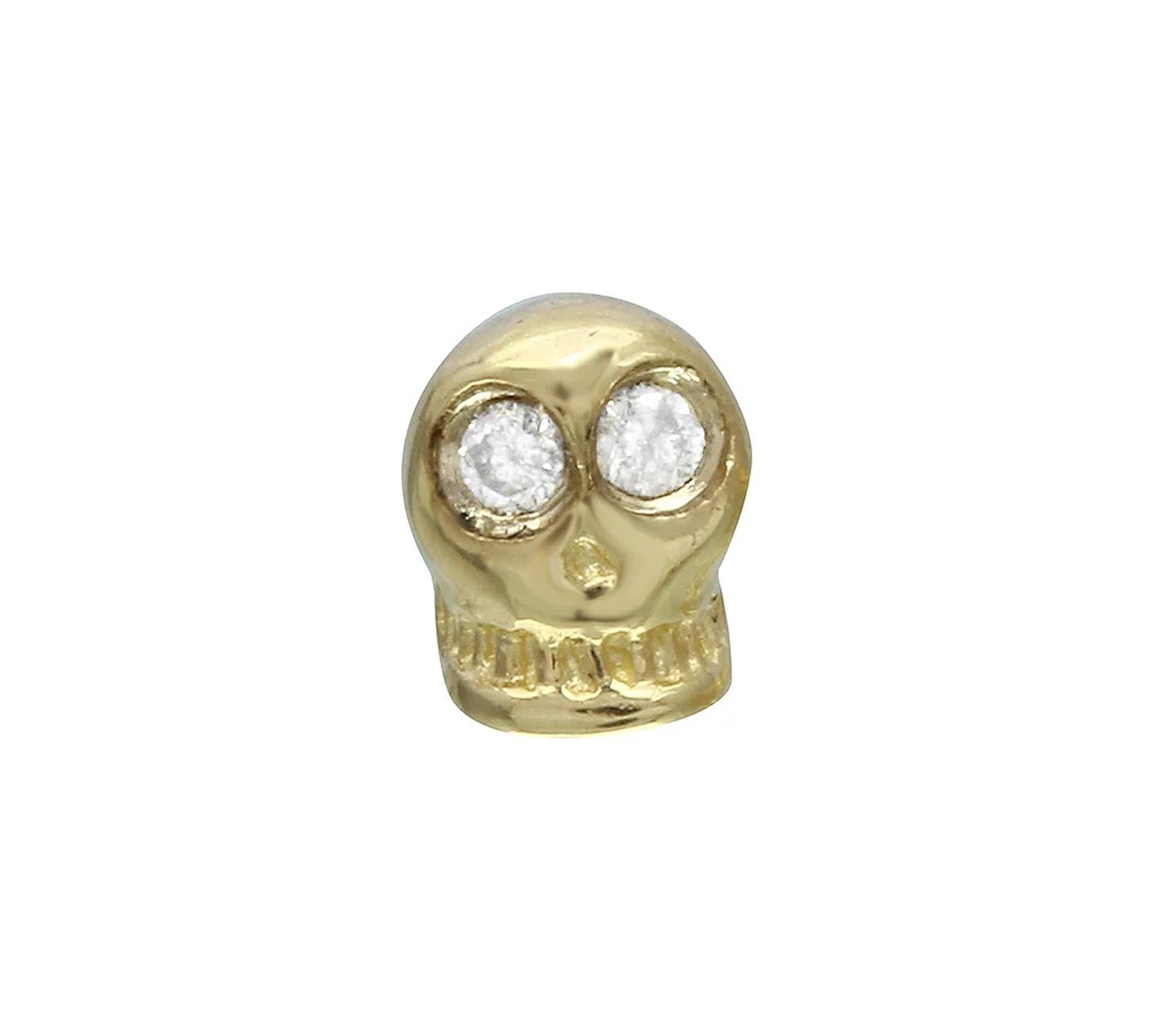 Tiny Skull Stud with Diamond Eyes Stud Earrings Jaine K Designs Single Yellow Gold
