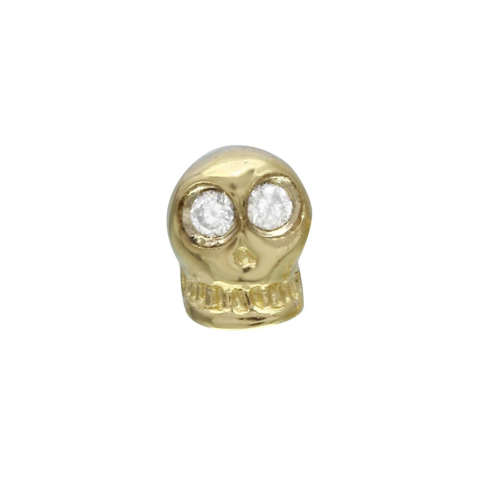 Tiny Skull Stud with Diamond Eyes Stud Earrings Jaine K Designs Single Yellow Gold
