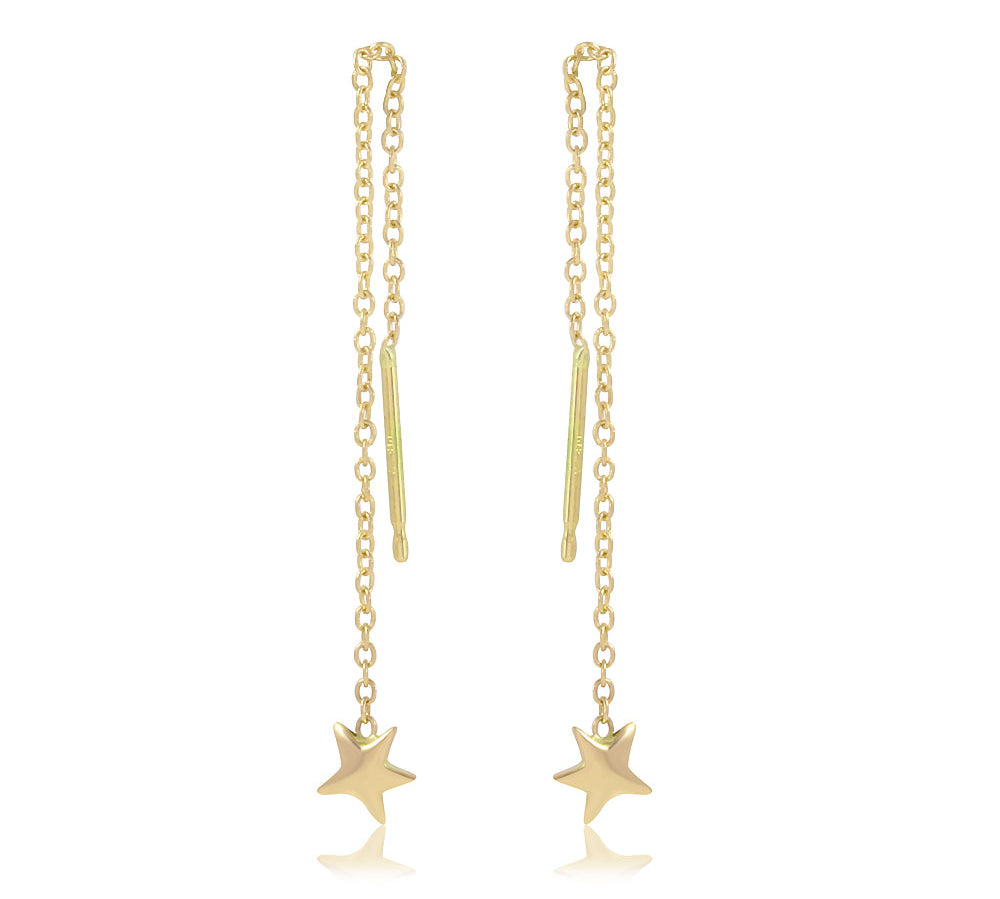 Star Drop Earring Drop Earrings Jaine K Designs Pair Yellow Gold