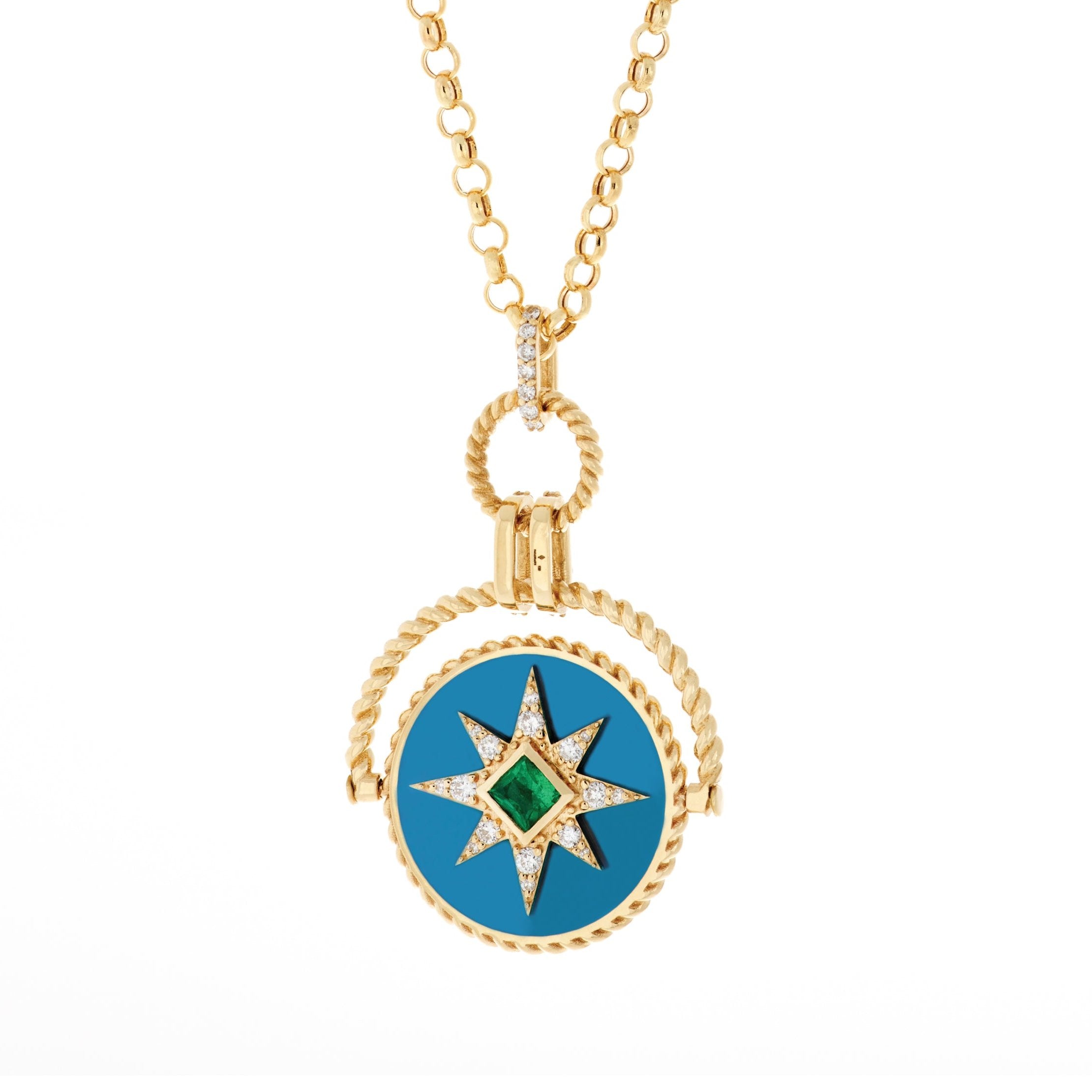 Double-Sided Hand of Fatima Star Necklace Pendant Necklace Falamank