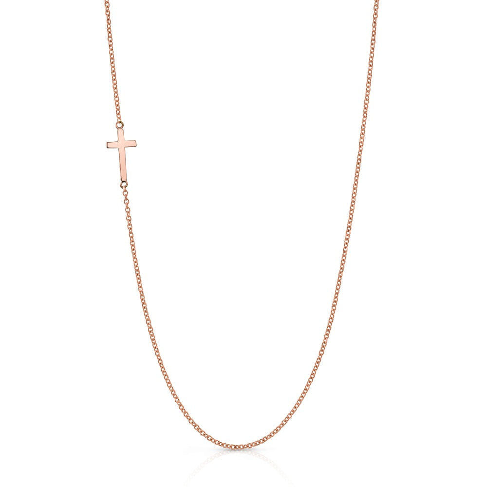 Tiny Sideways Cross Necklace Necklace Roseark Sideways Cross Rose Gold