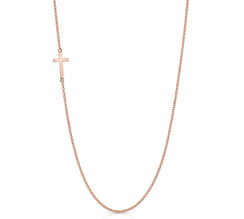 Tiny Sideways Cross Necklace Necklace Roseark Sideways Cross Rose Gold