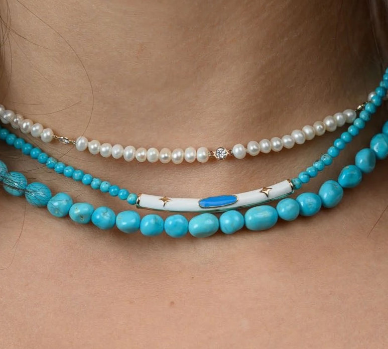 Enamel Turquoise Star Baby Beaded Necklace Beaded Necklace The Finest Stack