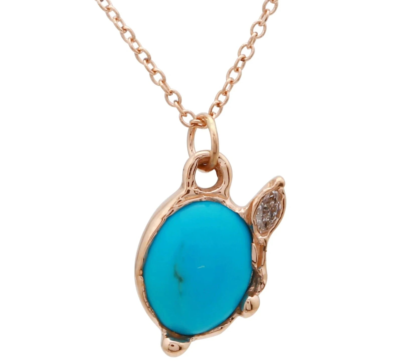 Turquoise and Diamond Necklace Pendant Necklace Jaine K Designs