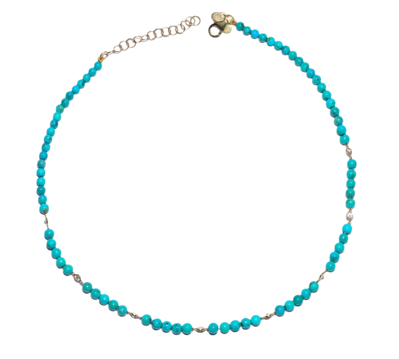 Stone and Diamond Beaded Necklace Beaded Necklace The Finest Stack Turquoise Diamond