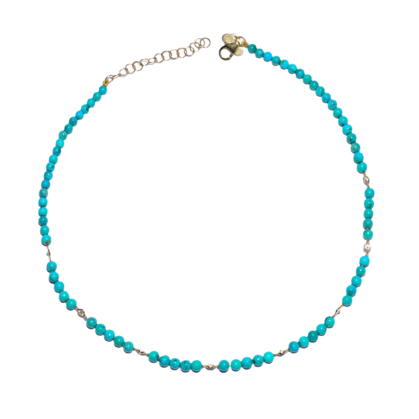 Stone and Diamond Beaded Necklace Beaded Necklace The Finest Stack Turquoise Diamond