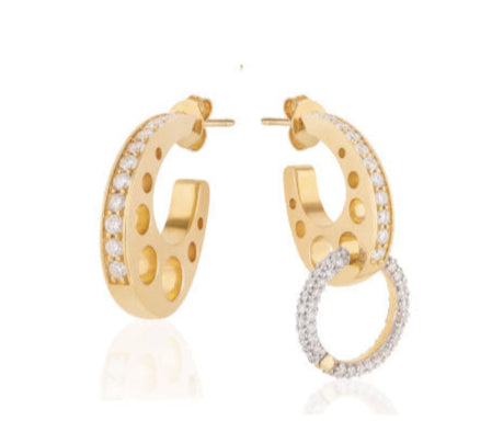 Gruyere Earrings with Diamonds, Small Hoop Earrings Falamank