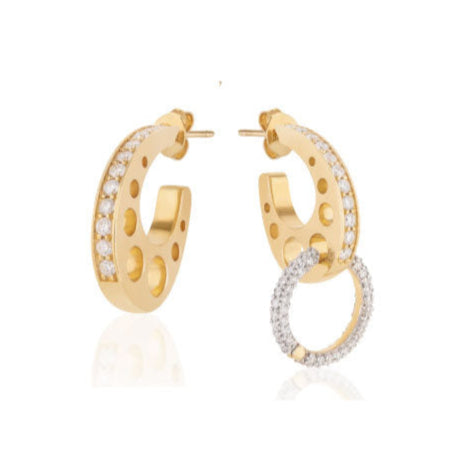 Gruyere Earrings with Diamonds, Small Hoop Earrings Falamank