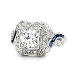 Old European Diamond Sapphire Ring Statement Ring Roseark Vintage