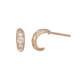 Diamond Half Hoop Earring Hoop Earrings Jaine K Designs Pair Rose Gold