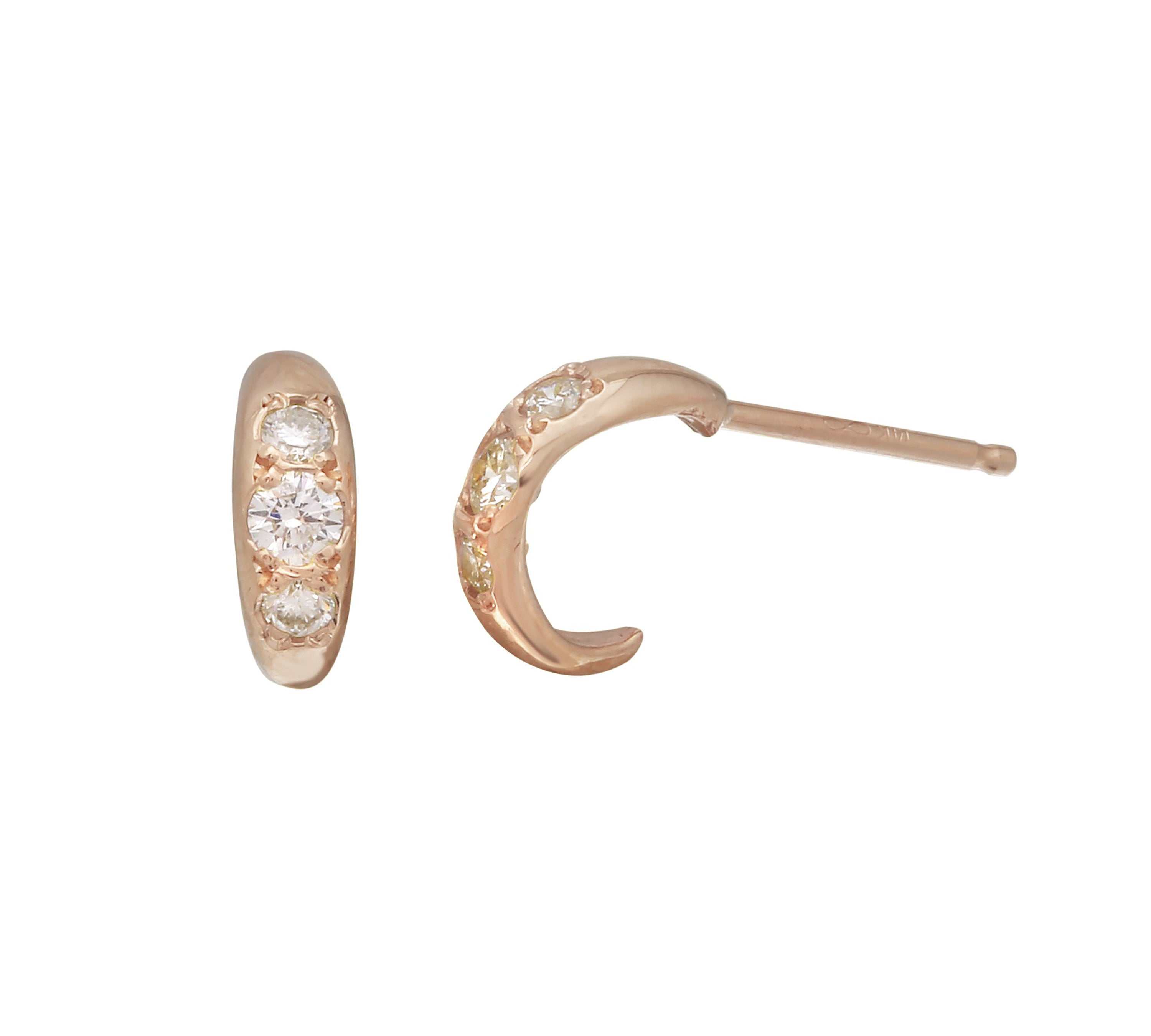 Diamond Half Hoop Earring Hoop Earrings Jaine K Designs Pair Rose Gold