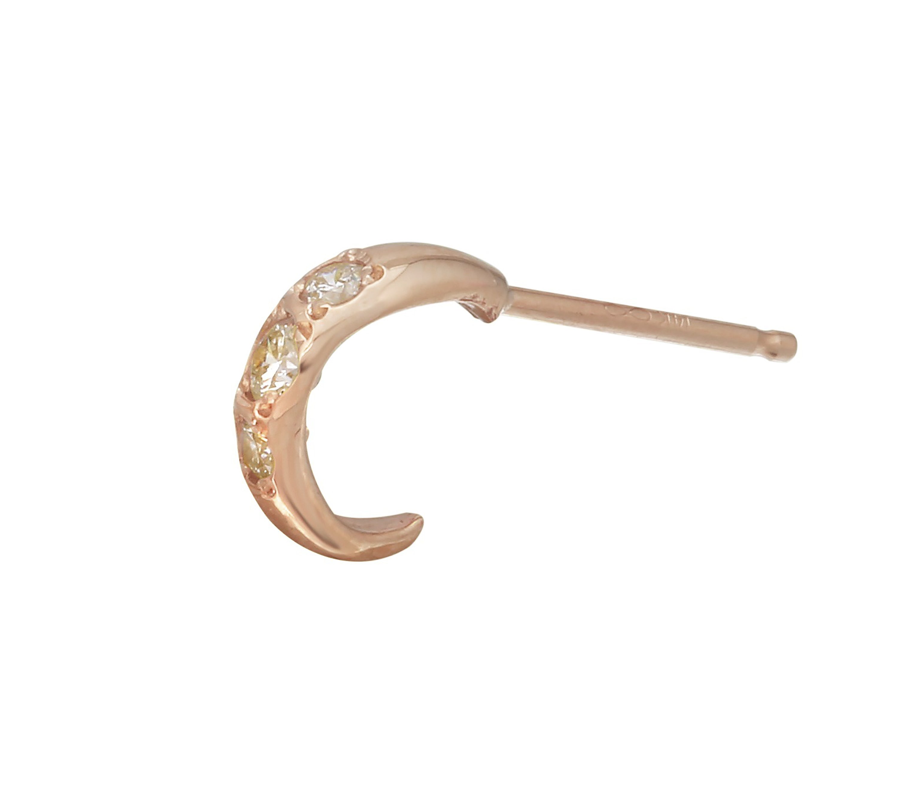 Diamond Half Hoop Earring Hoop Earrings Jaine K Designs Single Rose Gold