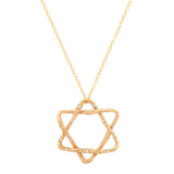 Star of David Necklace Pendant Necklace Elisabeth Bell Jewelry Large Yellow Gold 9 White Diamonds