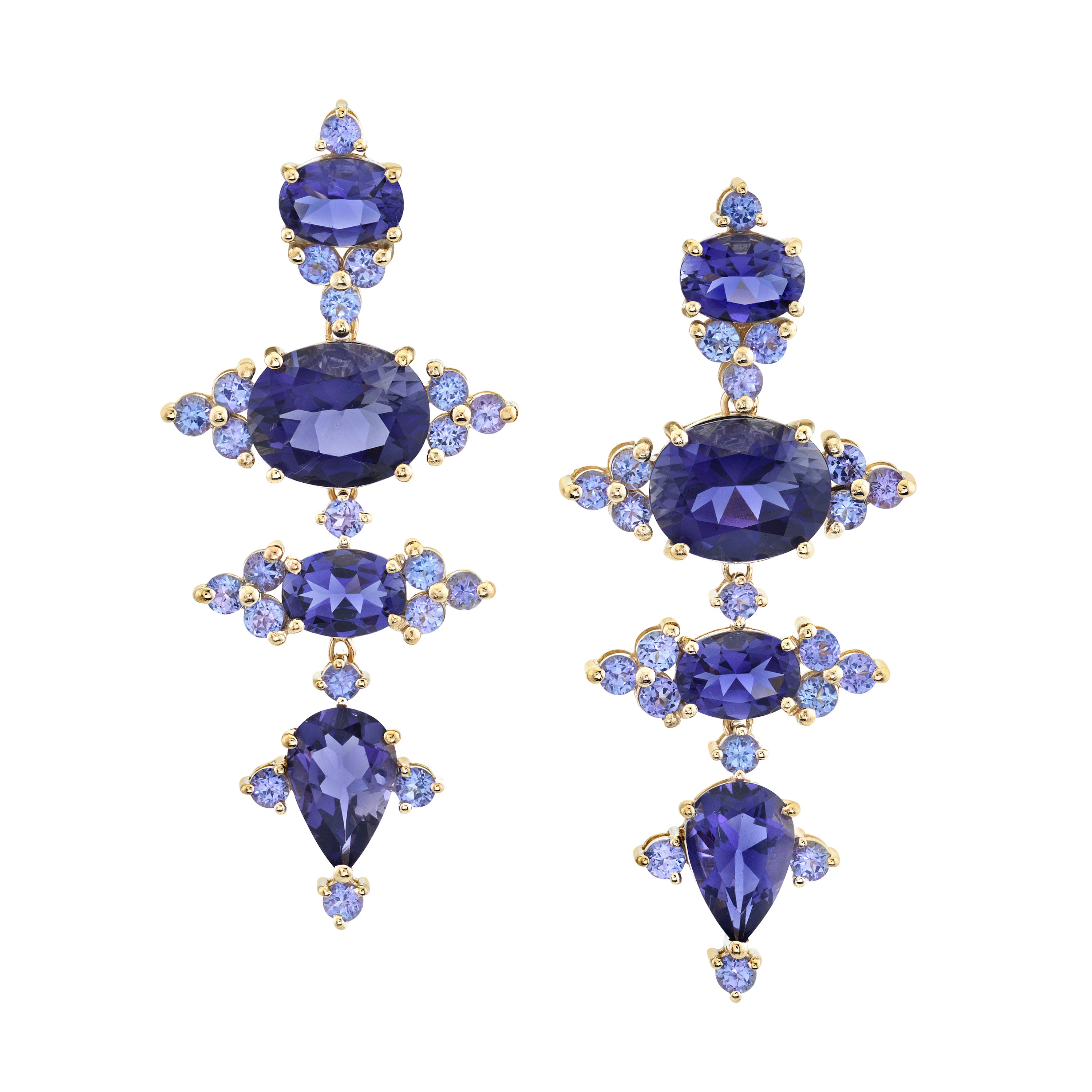 Nocturnal Light Tanzanite and Lolite Earrings Statement Earrings Karma El-Khalil
