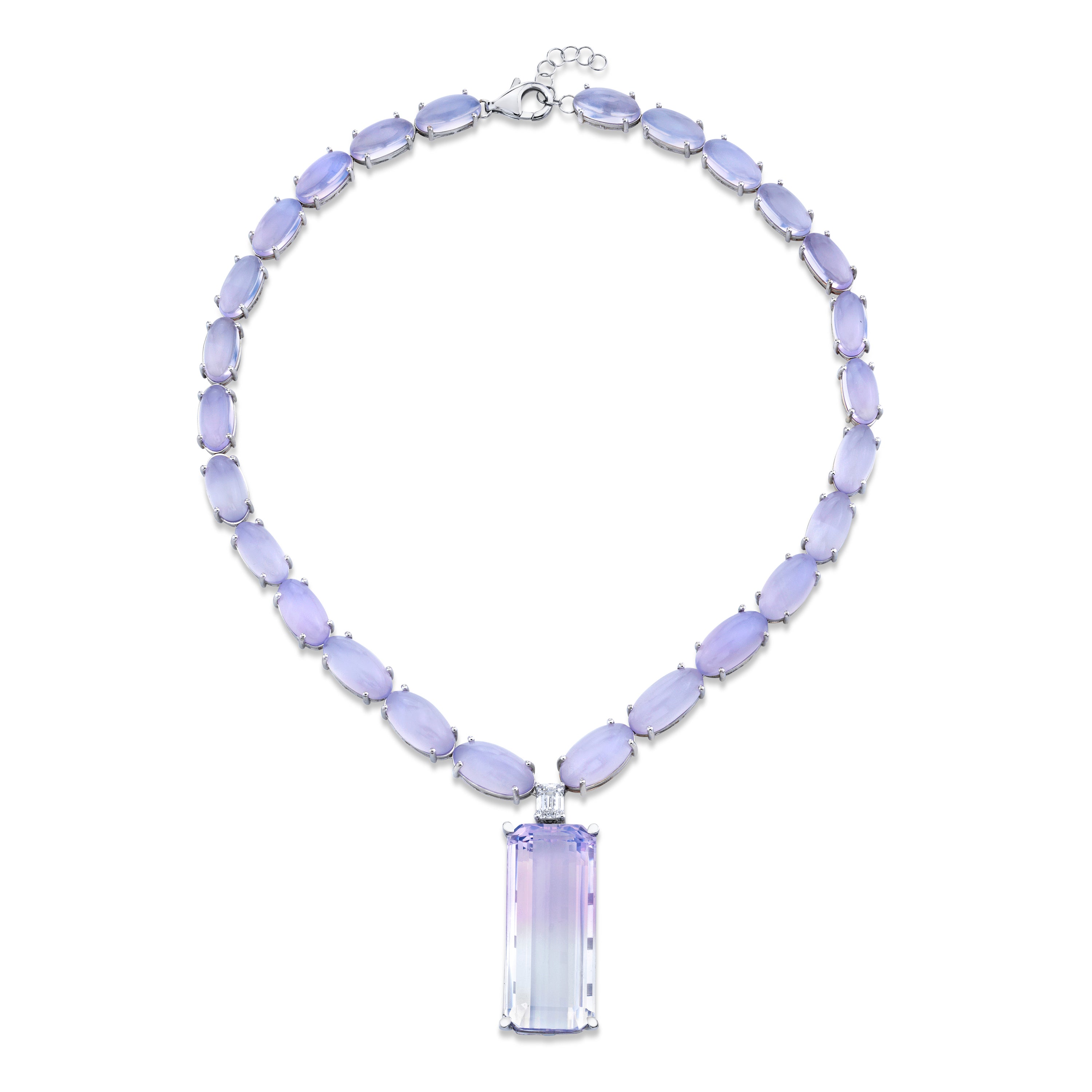 Lavender Quartz Waterfall Necklace Statement Necklace Karma El-Khalil
