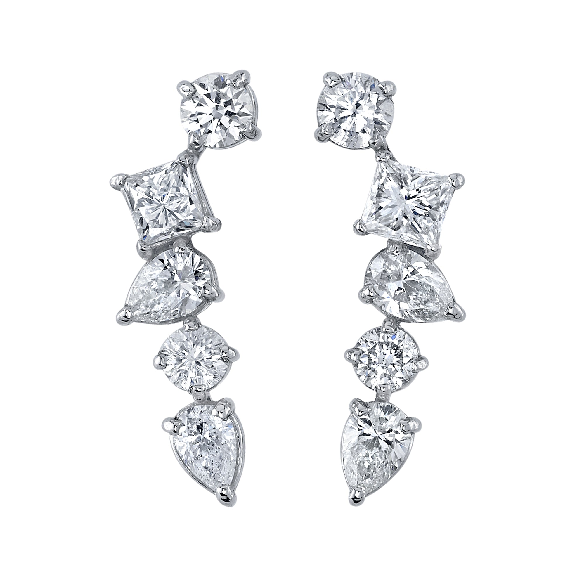 Multi-Shape Diamond Cluster Earring Earrings Roseark Deux Pair