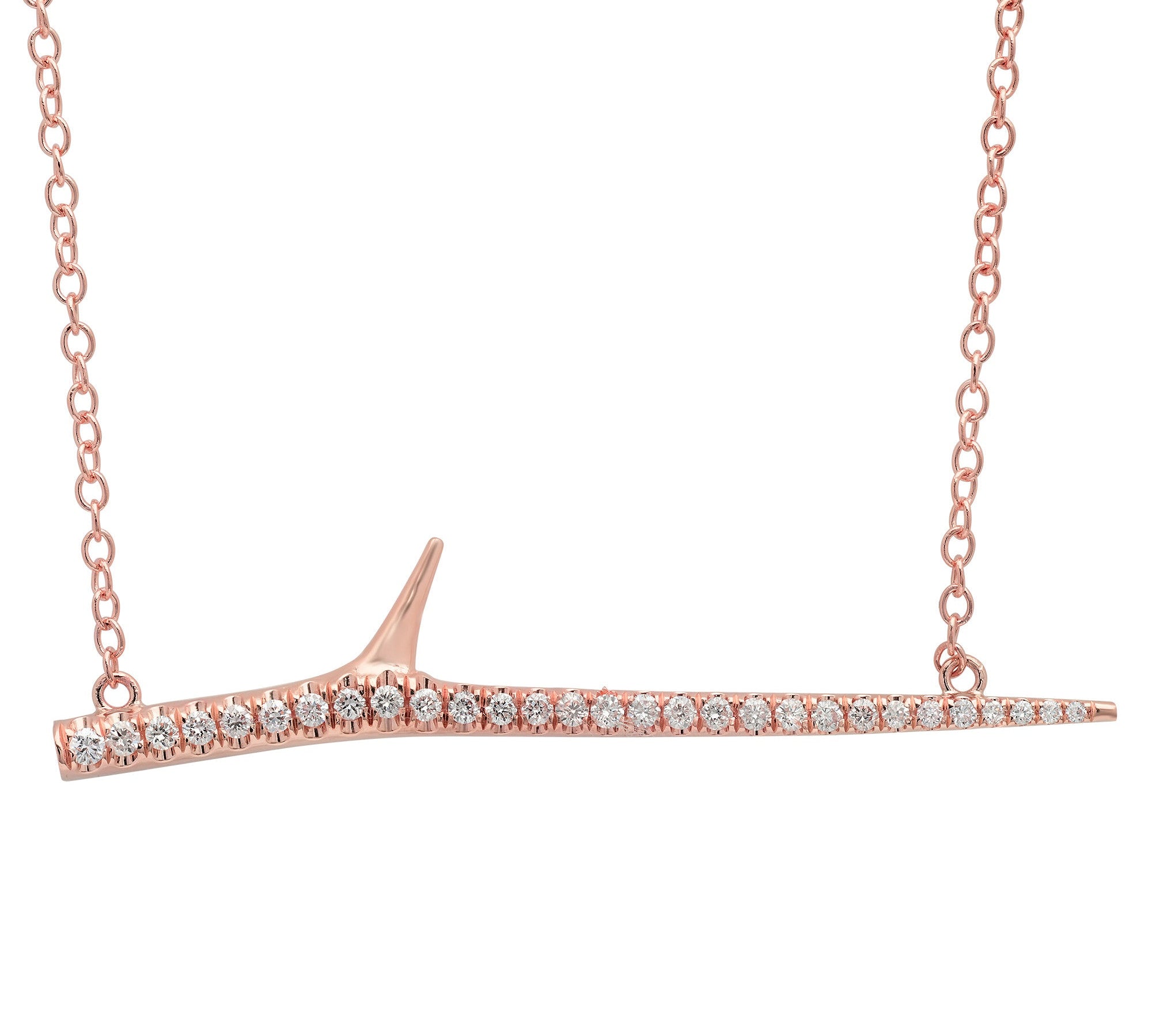 Horizontal Diamond Thorn Necklace Pendant Necklace Elisabeth Bell Jewelry Rose Gold