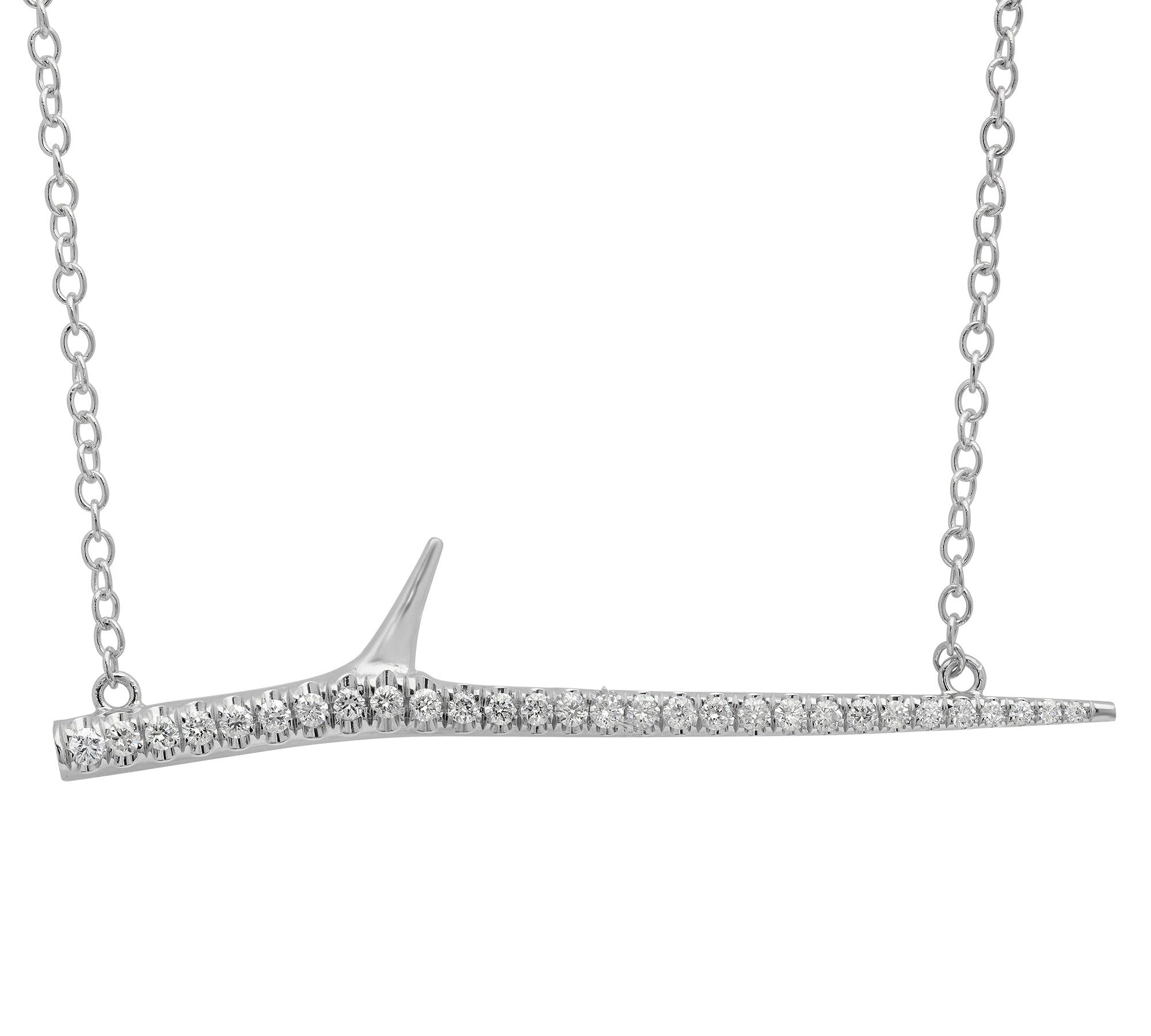 Horizontal Diamond Thorn Necklace Pendant Necklace Elisabeth Bell Jewelry White Gold