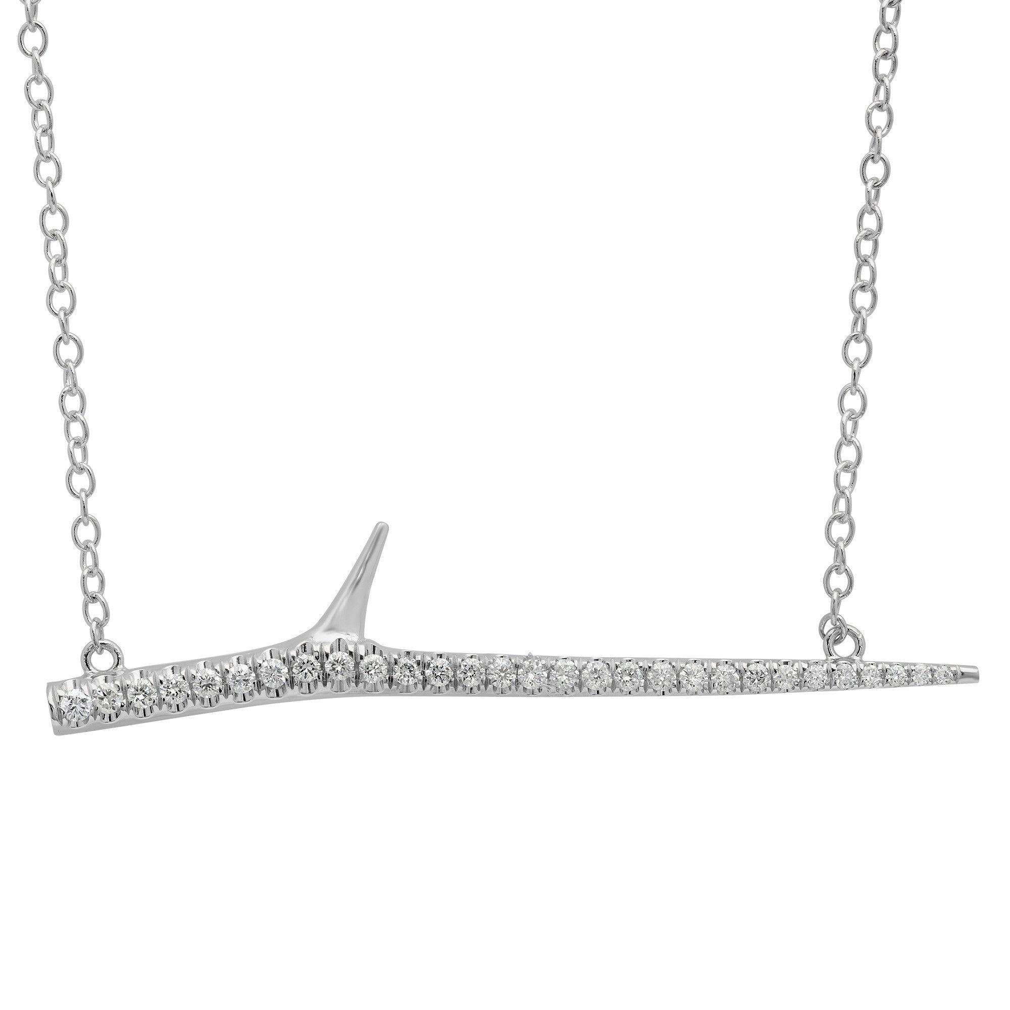 Horizontal Diamond Thorn Necklace Pendant Necklace Elisabeth Bell Jewelry White Gold