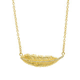 Small Feather Necklace with Diamonds Pendant Necklace Elisabeth Bell Jewelry