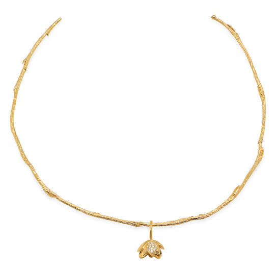 Succulent Blossom Willow Collar Necklace with Diamonds Choker Necklace Elisabeth Bell Jewelry