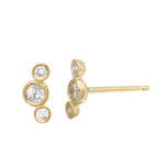 Curved Triple Bezel Diamond Stud Stud Earrings Jaine K Designs Pair Yellow Gold