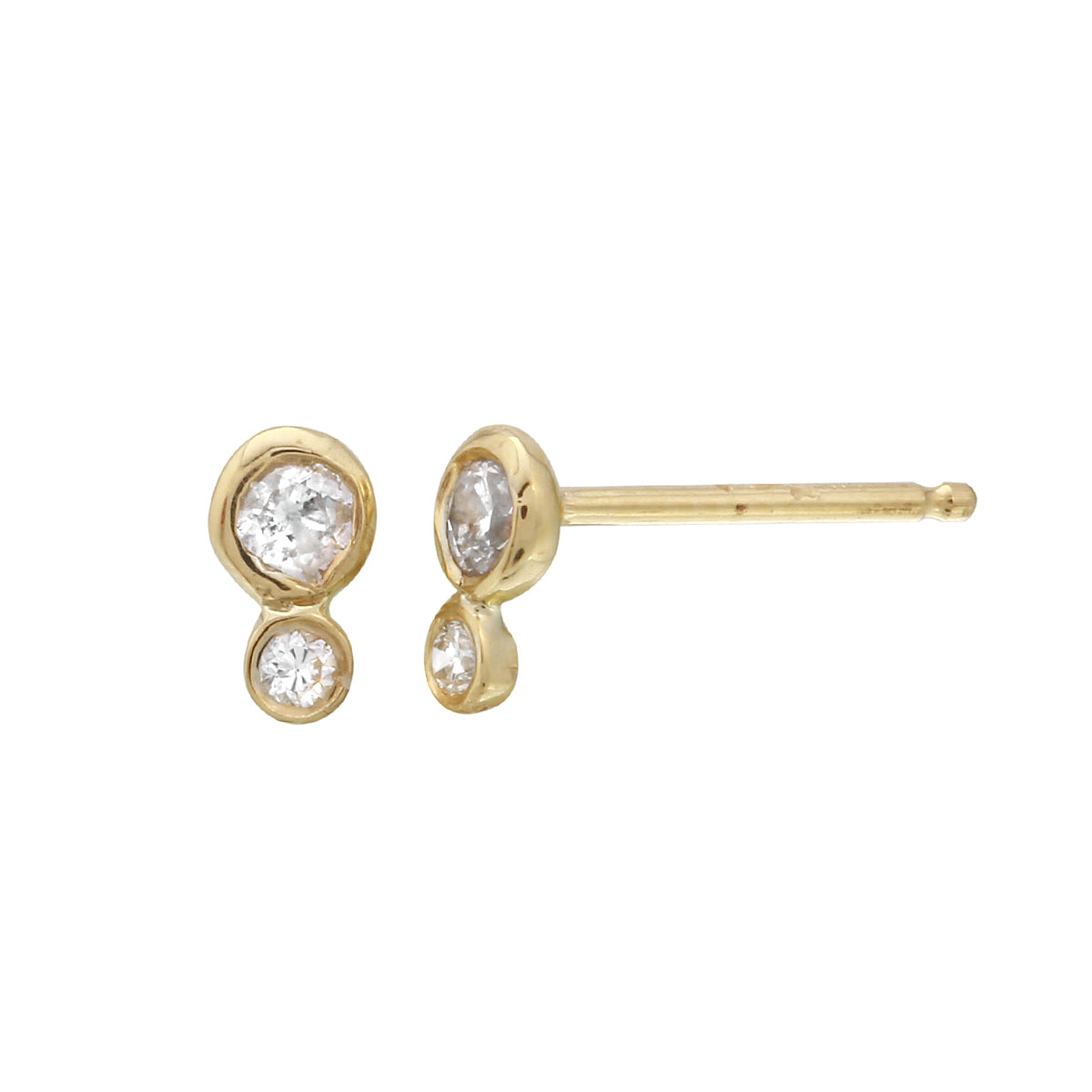 Double Diamond Bezel Stud Stud Earrings Jaine K Designs Pair Yellow Gold