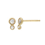 Double Diamond Bezel Stud Stud Earrings Jaine K Designs Pair Yellow Gold