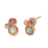 Triple Bezel Sapphire and Opal Stud Stud Earrings Jaine K Designs Pair