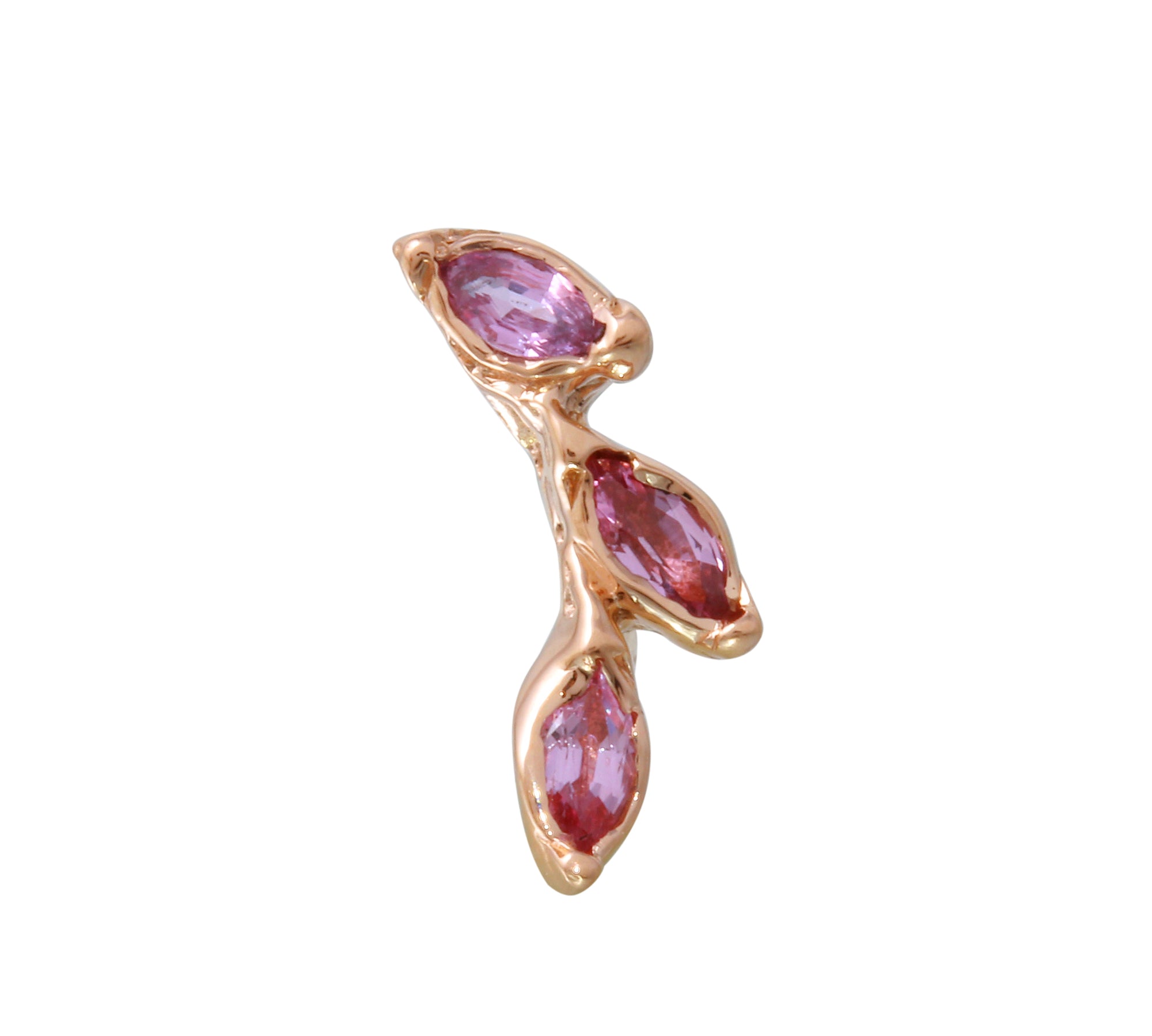 Leaf Trio Stud Earring Stud Earrings Jaine K Designs Single Pink Sapphire