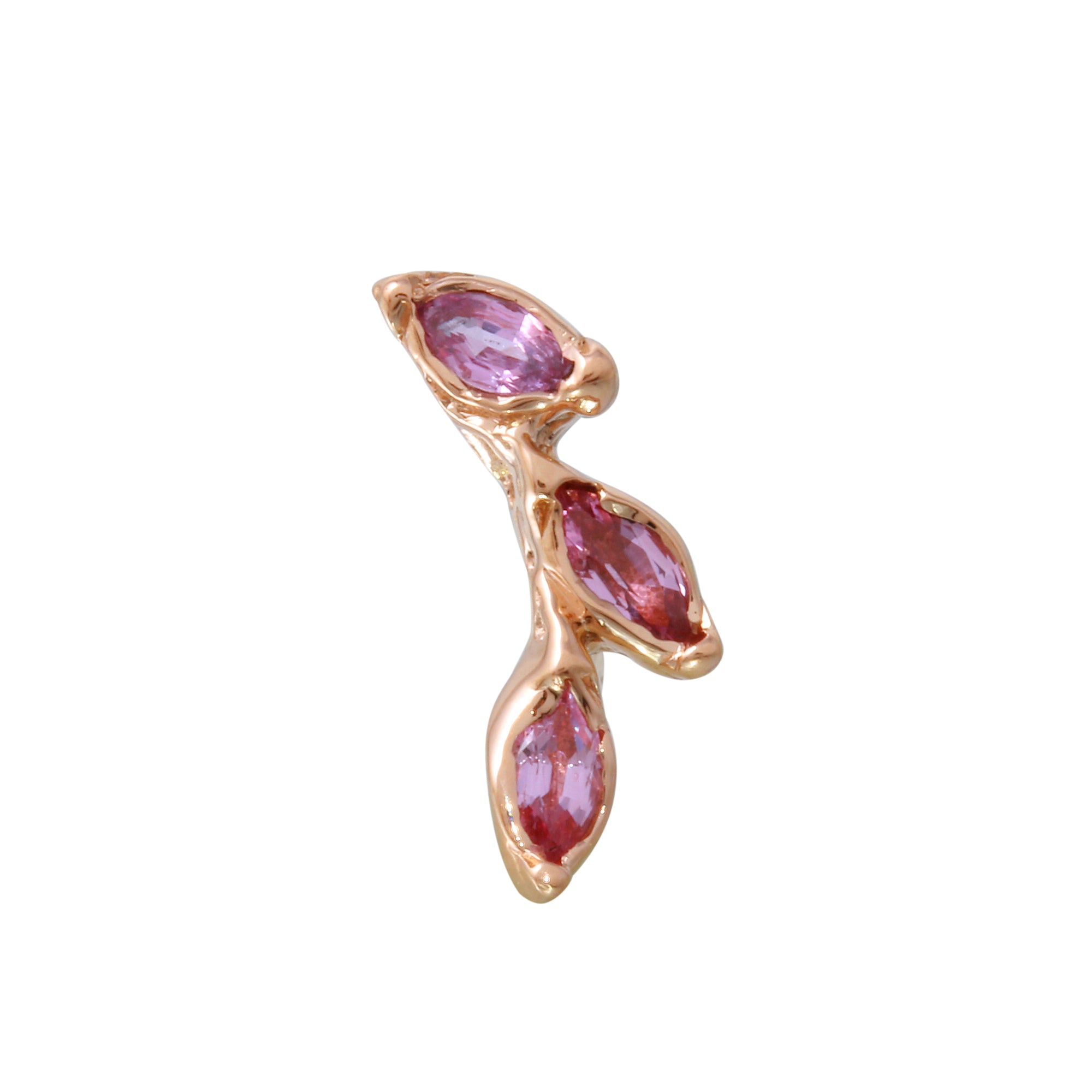 Leaf Trio Stud Earring Stud Earrings Jaine K Designs Single Pink Sapphire