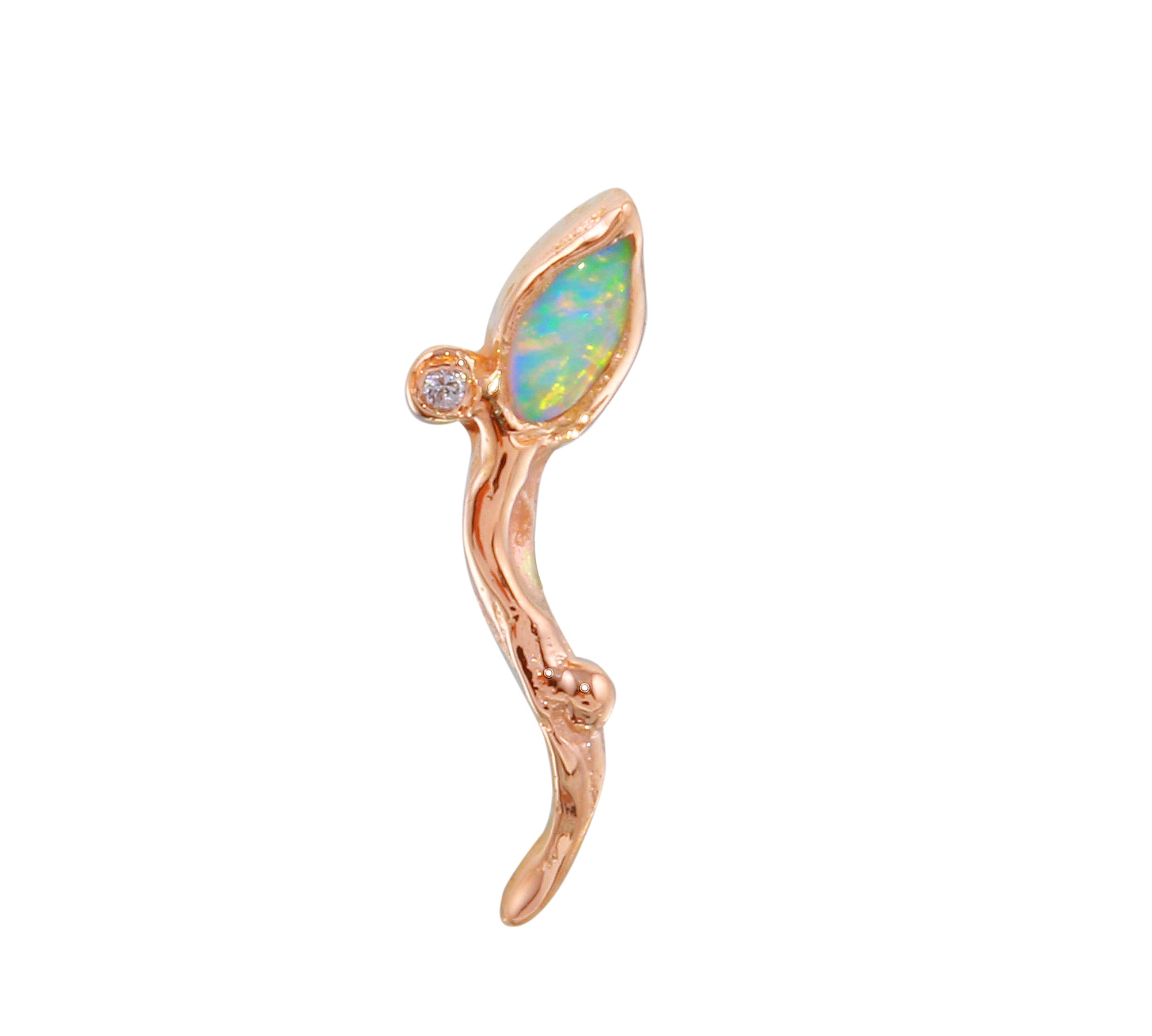 Marquise Leaf Vine Skimmer Stud Earrings Jaine K Designs Opal