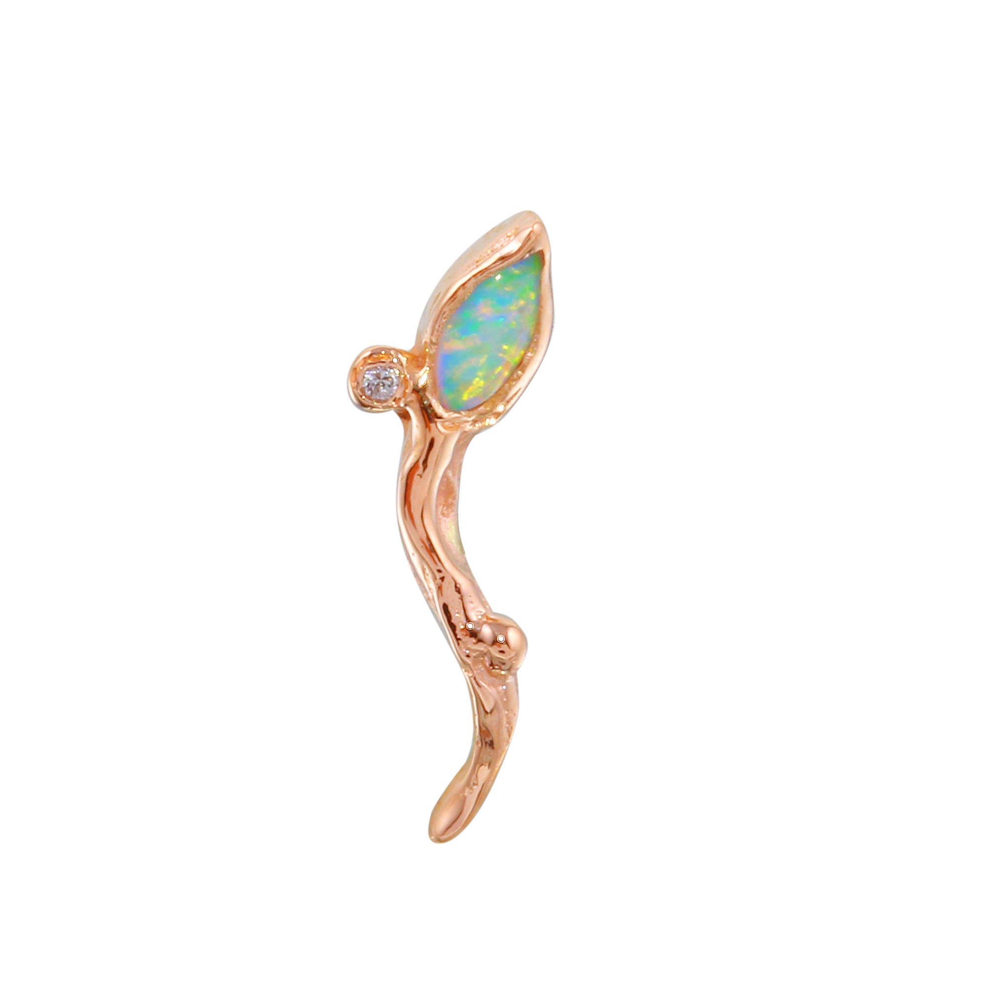 Marquise Leaf Vine Skimmer Stud Earrings Jaine K Designs Opal