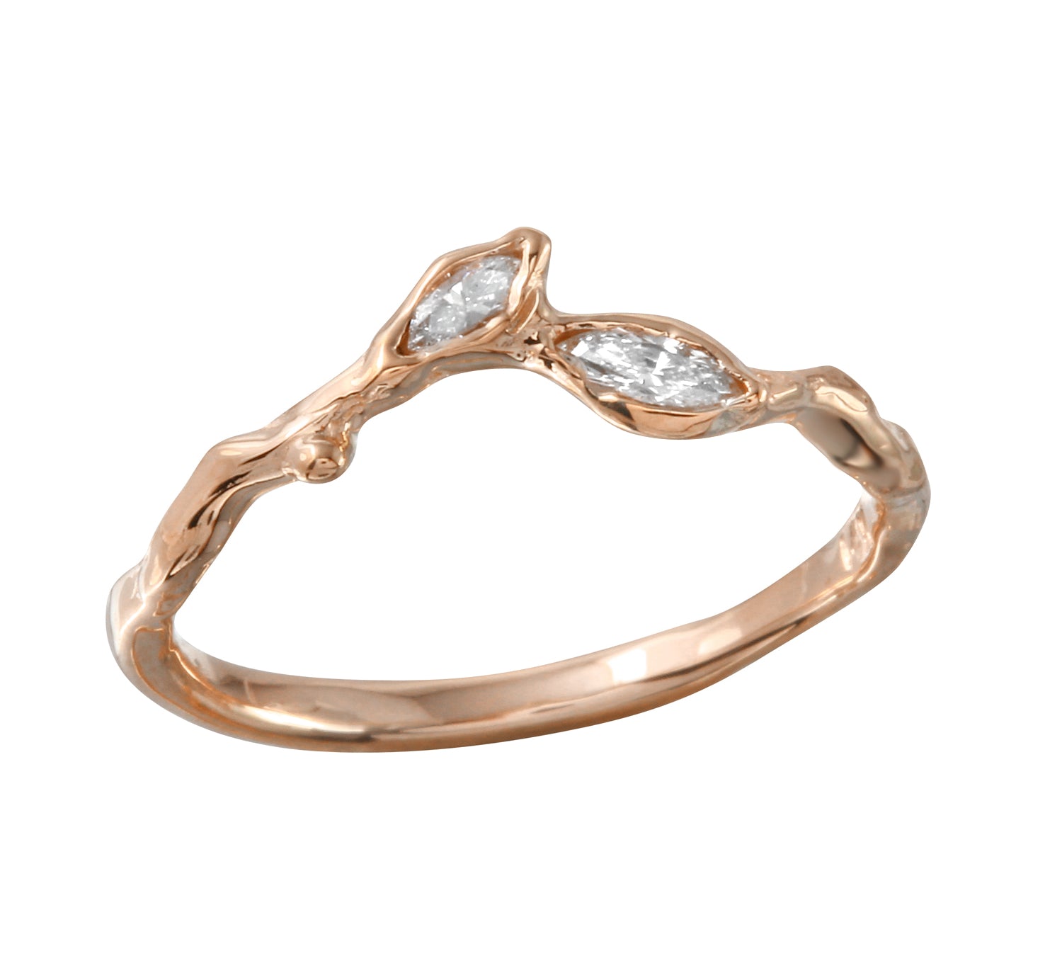 Twig Leaf Diamond Ring Ring Jaine K Designs Rose Gold