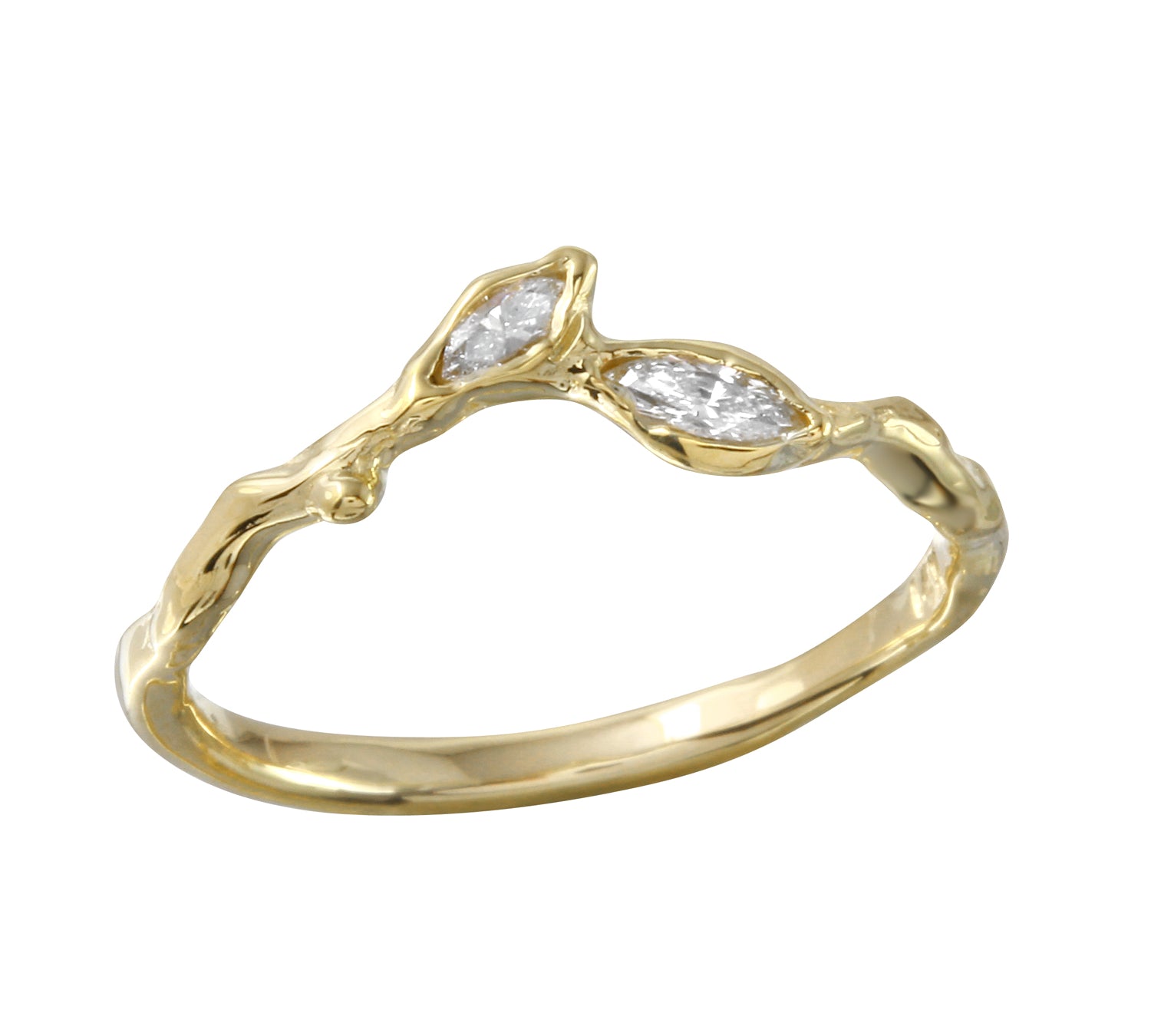 Twig Leaf Diamond Ring Ring Jaine K Designs Yellow Gold