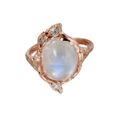 Oval Moonstone & Diamond Ring Ring Jaine K Designs