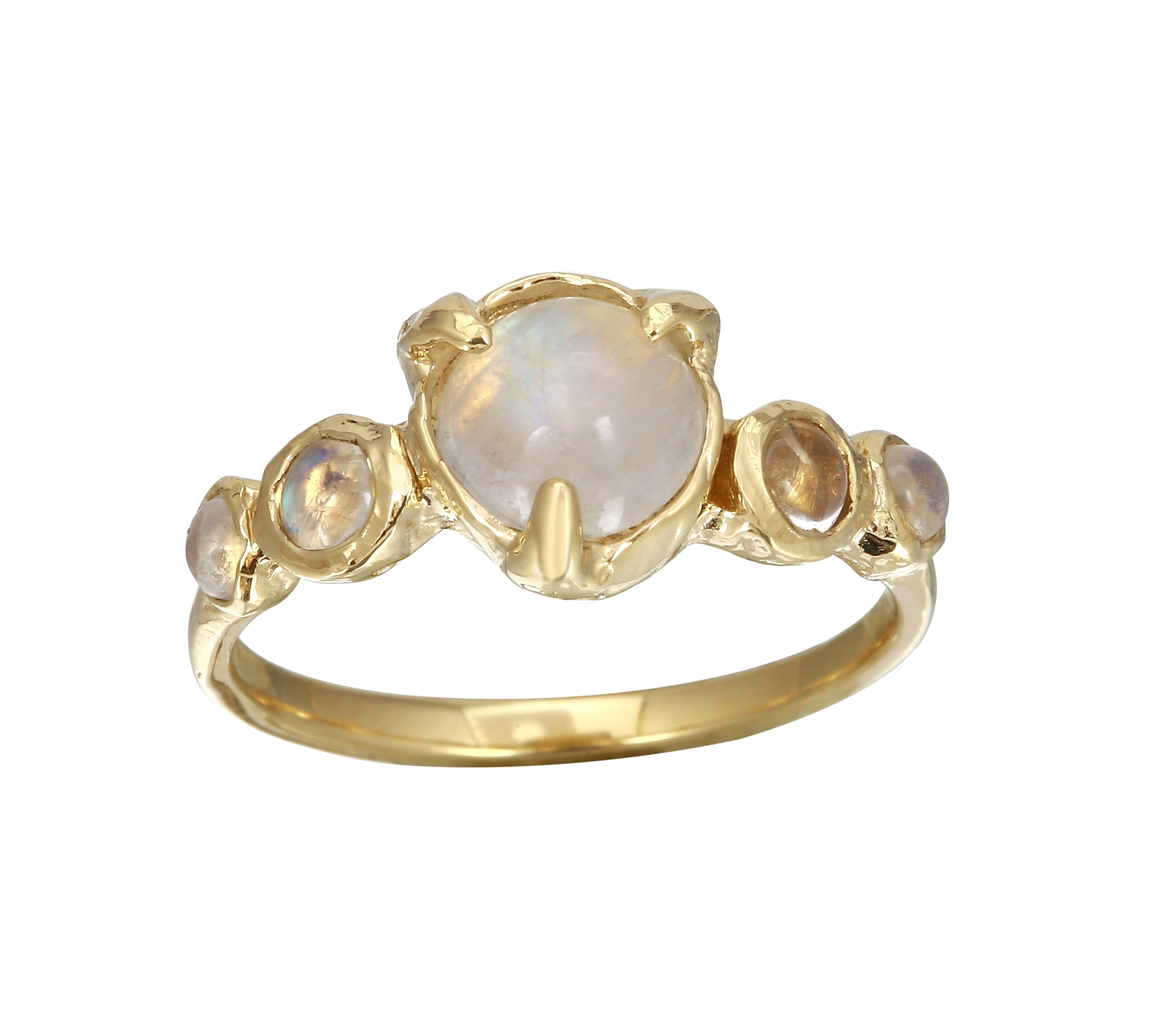 Five Bezel Moonstone Ring Ring Jaine K Designs
