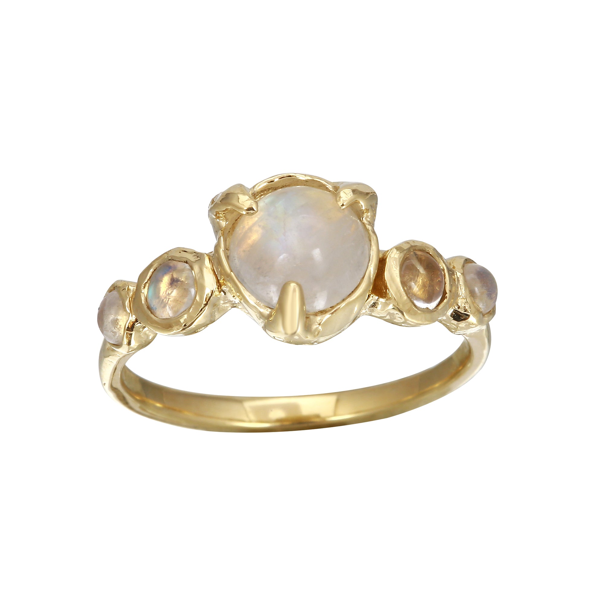 Five Bezel Moonstone Ring Ring Jaine K Designs